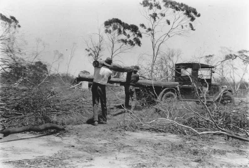 Broomhall carrying log